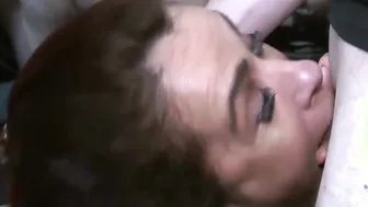 Bukkake party goes crazy with two cock devouring MILF sluts