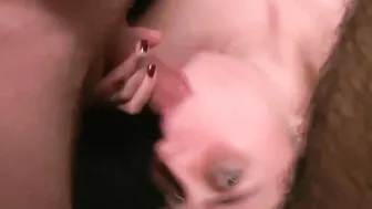 Handsome babes with big tits sucking cocks at bukkake party