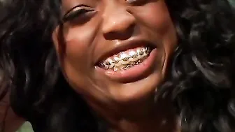 Beautiful african with huge booty getting screwed anally into front of her husband
