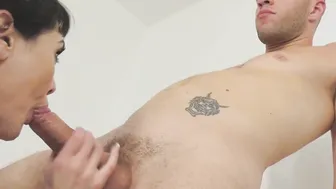 Bi Wolf Hudson pounds Audrey Noir while hunk hammers his ass