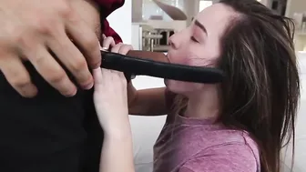 Slutty petite teen moans while being pounded hard and rough