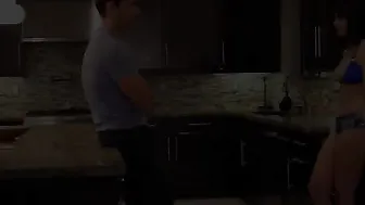 Violet Starr fucking inside the kitchen counter with her
