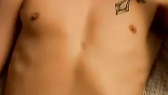 Hottie Levi gets real horny and wanks his cock while smoking