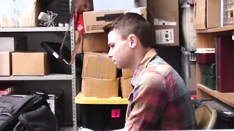 Twink perp caught and barebacked hard by a security officer