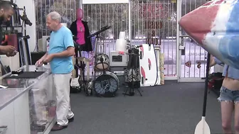 Little redhead temptress earns money by fucking in pawnshop