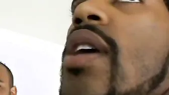 Blonde bitch getting fucked by a few gigantic ebony dongs