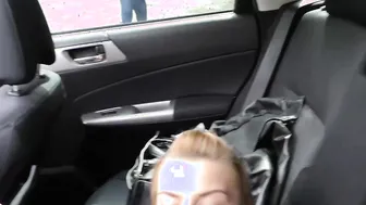 Slutty teen blows while driving before riding outdoors