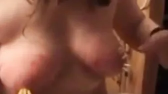 So many needles in her tied hooters