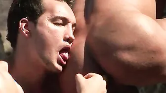 Hot sun drenched bareback fucking on the exotic beach