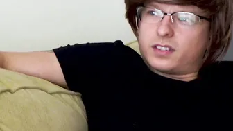 Chubby cutie fooled by a nerd into sucking his cock