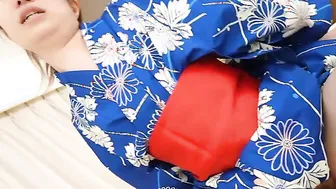 Momoko Azuma returns to our studios and wears a yakata to masturbate two