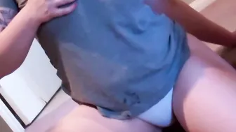 Amateur teenager strips to reveal her wet shaved pussy
