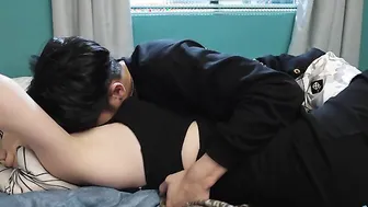 The bad boy and the class leader Mio end up inside bed together