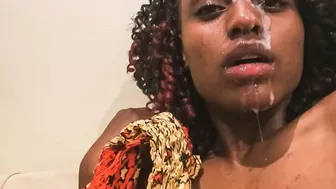 Real Ebony Amateur Sex Tape Facial in Fake African Casting