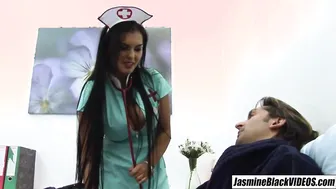 Patient porn video – Jasmine Ebony nurse long titties ride patient rough inside bed