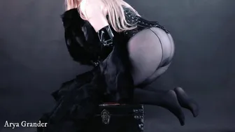 African Tight tights Bondage Clip with Curvy Lady inside LATEX Shiny Corset