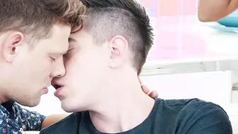 Handsome stud licking pussy while banged in the ass