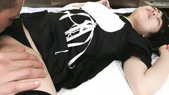 Akane Okawa inside a MMF 3 way where she getting 2 cocks to suck on