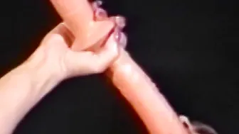Gorgeous lesbian strips down and impales her pussy and ass