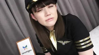 Delicious chick Nagisa Katagiri inside her airline uniform having fun dress up