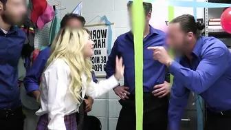 Scared teen teen group fucked by guards