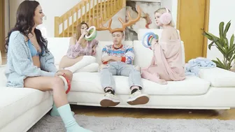 Petite teen and BFFs playing on big cock