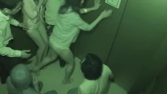 Maika and Miyama Aoi are caught into elevator gang bang