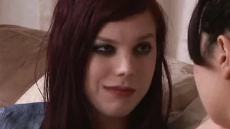 Redhead shemale fingers MILF pussy before cumming on tits