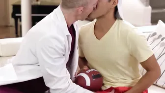 Twink Calix Rivera fucked raw by stud doctor Nick Fitt