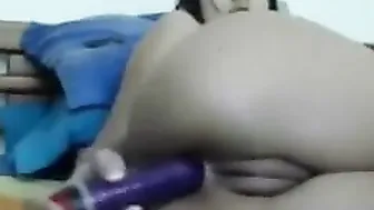 Busty Chick masturbating with her toys