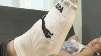 Skinny homo nudges lover with feet before hot anal session