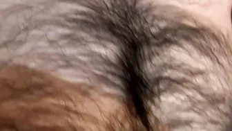 Bushy dude enjoys stroking his big fat fuck stick solo
