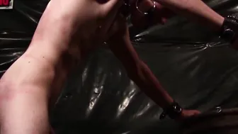 Gagged and bound submissive jock loves rough riding a dildo