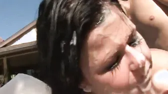 Loni Evans bukkake fetish slut cum covered