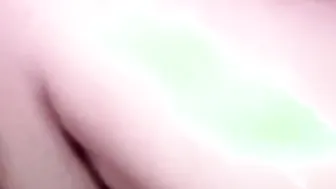 Blonde lesbian takes two toys in her tight pussy and ass