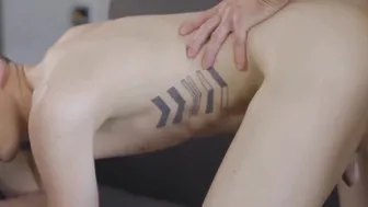 Daddy helps stepson shave his dick before fucking him bare