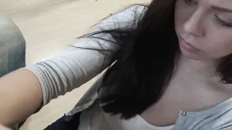 Brunette cheats on her boyfriend for cash at a bowling place