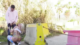 Busty babe loves getting fucked in public