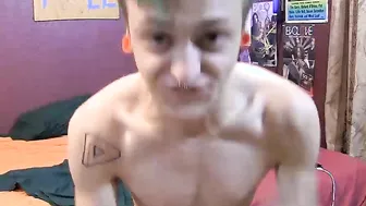 Young gay man Jason tugging his pecker and squirting spunk