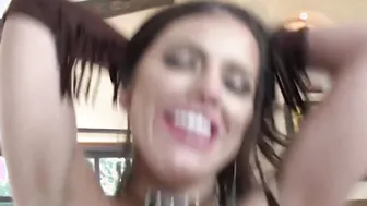 Adrianna Chechik fed cum after wild cowgirl cock ride