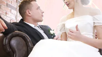 Beautiful bride fucks stranger while hubby cuckolds