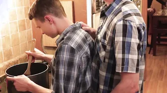 Stepson and his daddy are joined by man for bare fucking