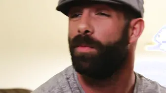 Hairy stud Zayne Roman fed cum after barebacking muscle hunk