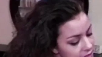Lesbian babe toys ass with vibrator while jerking her pussy