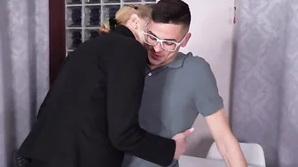 MILF fucked by the toyboy who helped her out