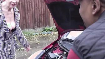 Naughty British mature lady gets a big hard black cock to please her