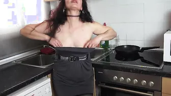 Spanish housewife Zazel Paradise playing with a cucumber