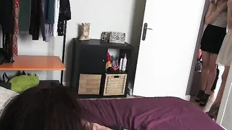 Three spanish old and young lesbians playing together