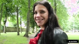 Jade takes a long african penis outdoors