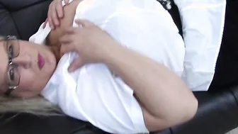 Huge breasted British mama playing with herself